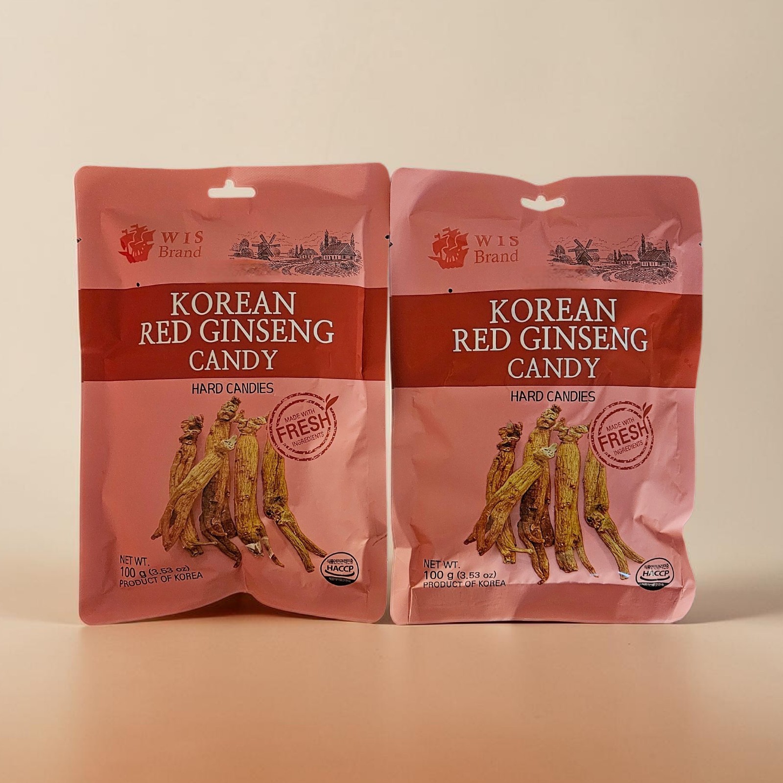 Korean Red Ginseng Hard Candies, 3.5 oz, All Natural  - Packs of Two (2)