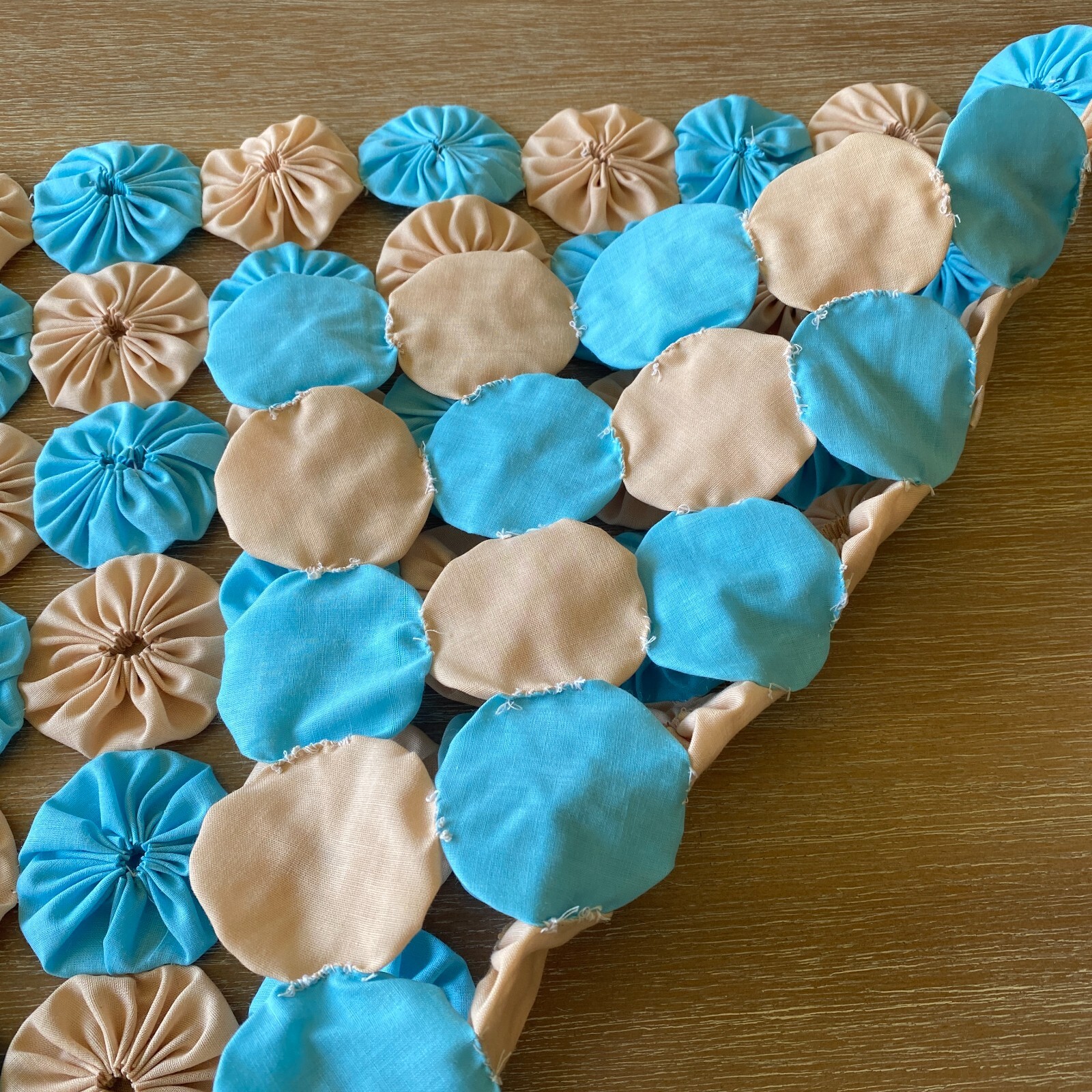 Handmade Fabric Yo-Yo Runner (started, not finished) Quilt, Craft, Sew