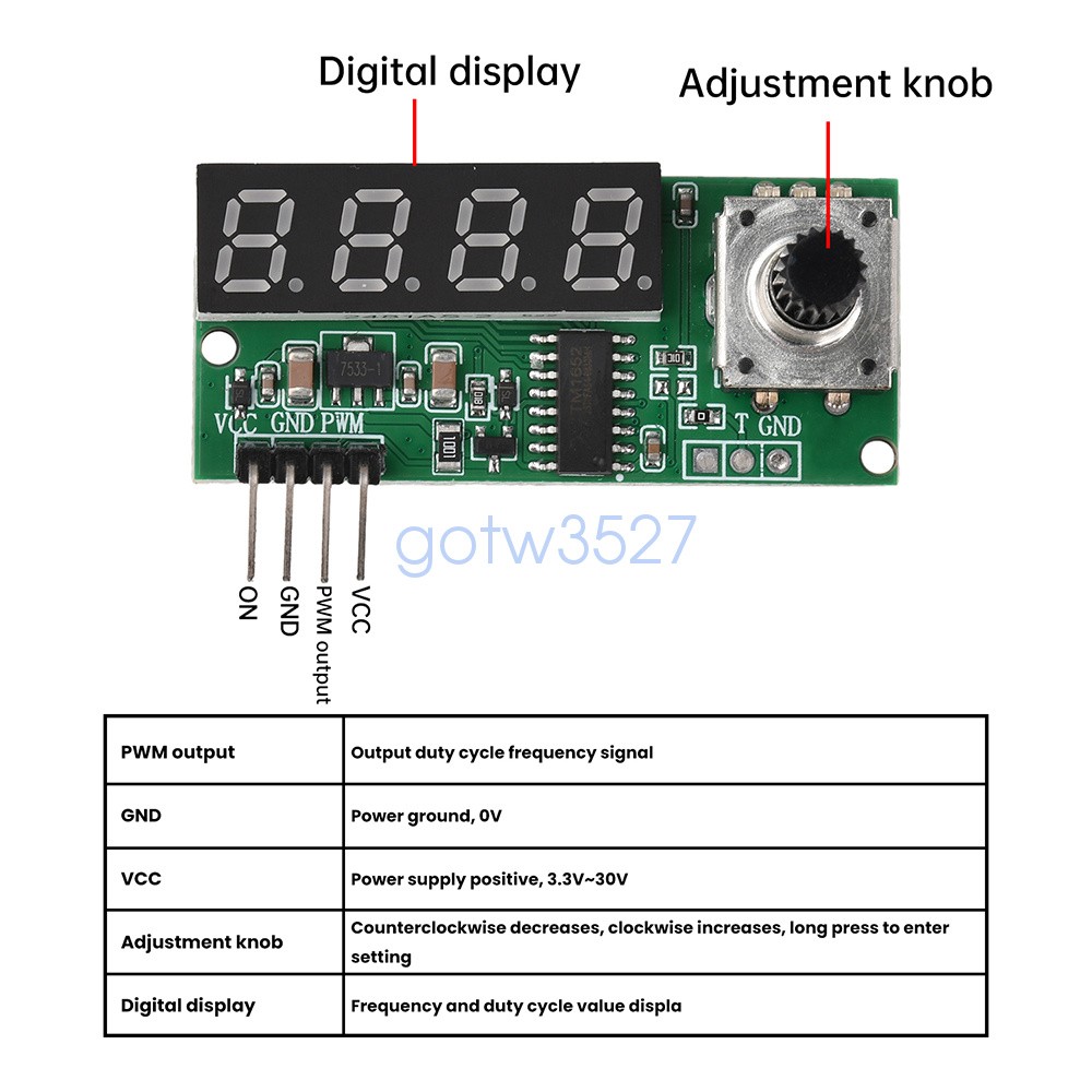Adjustable PWM Pulse Frequency Duty Cycle Digital Square Wave Signal Generator