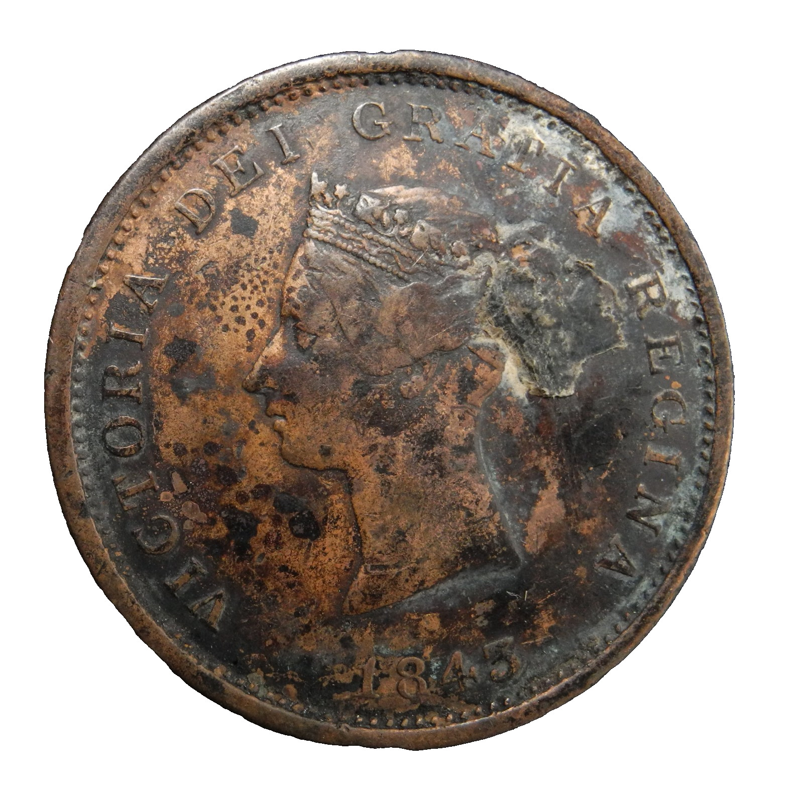 1843 New Brunswick Canada Victoria One Cent Token ecoinsales