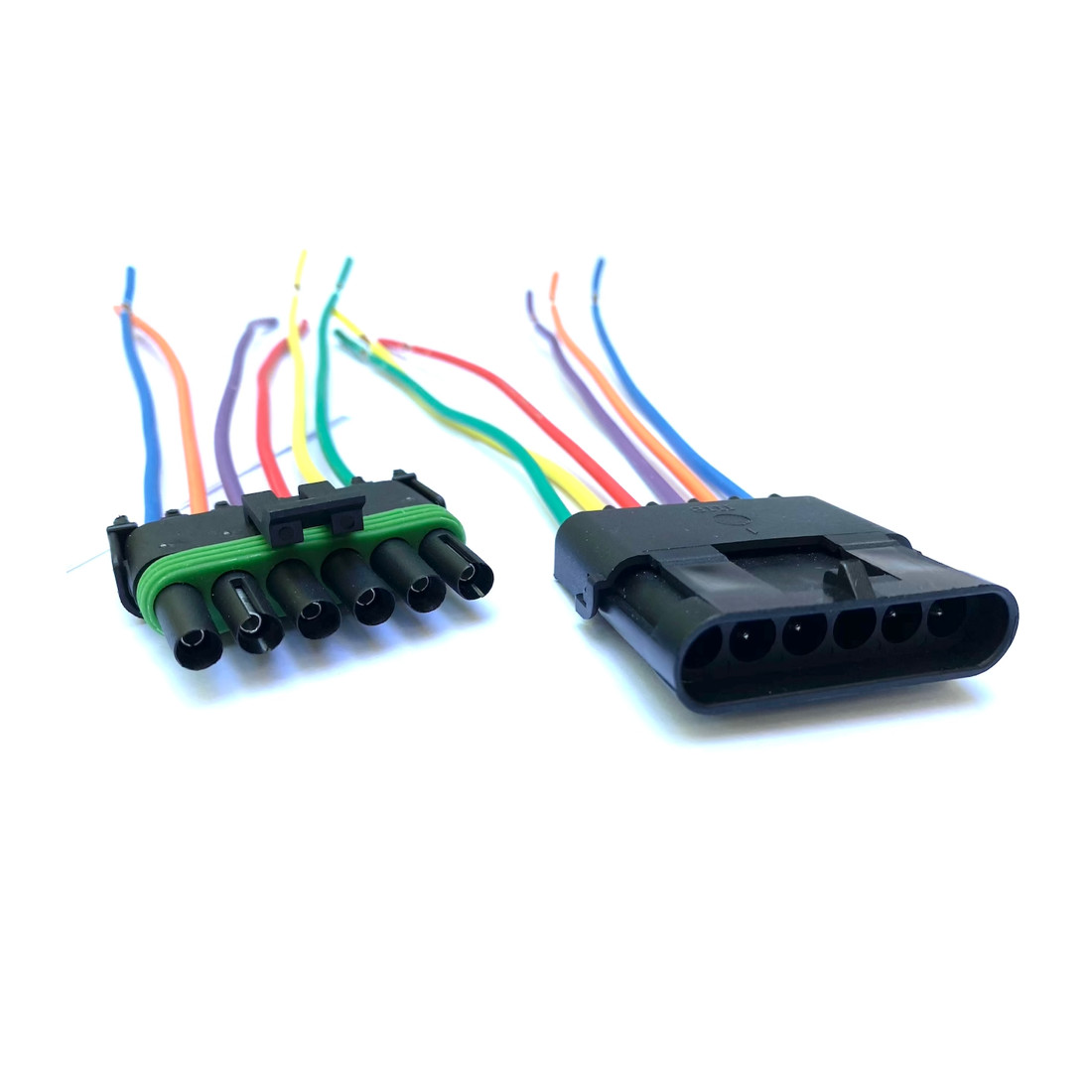 14 AWG Assembled Delphi Weather Pack 6 Pin Sealed Connector Kit. 6" wire
