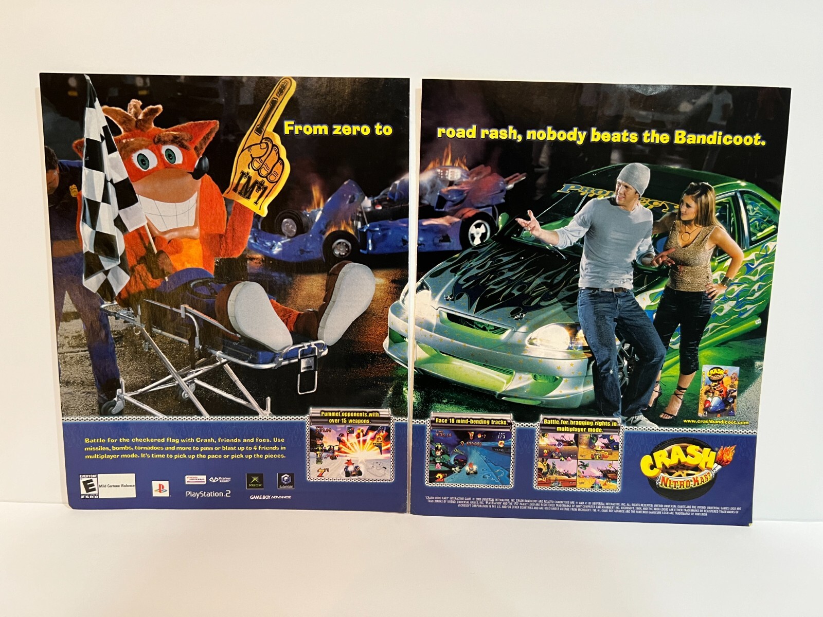 Crash Nitro Kart - Promotional Double Magazine Ad- Playstation - Xbox - Gamecube