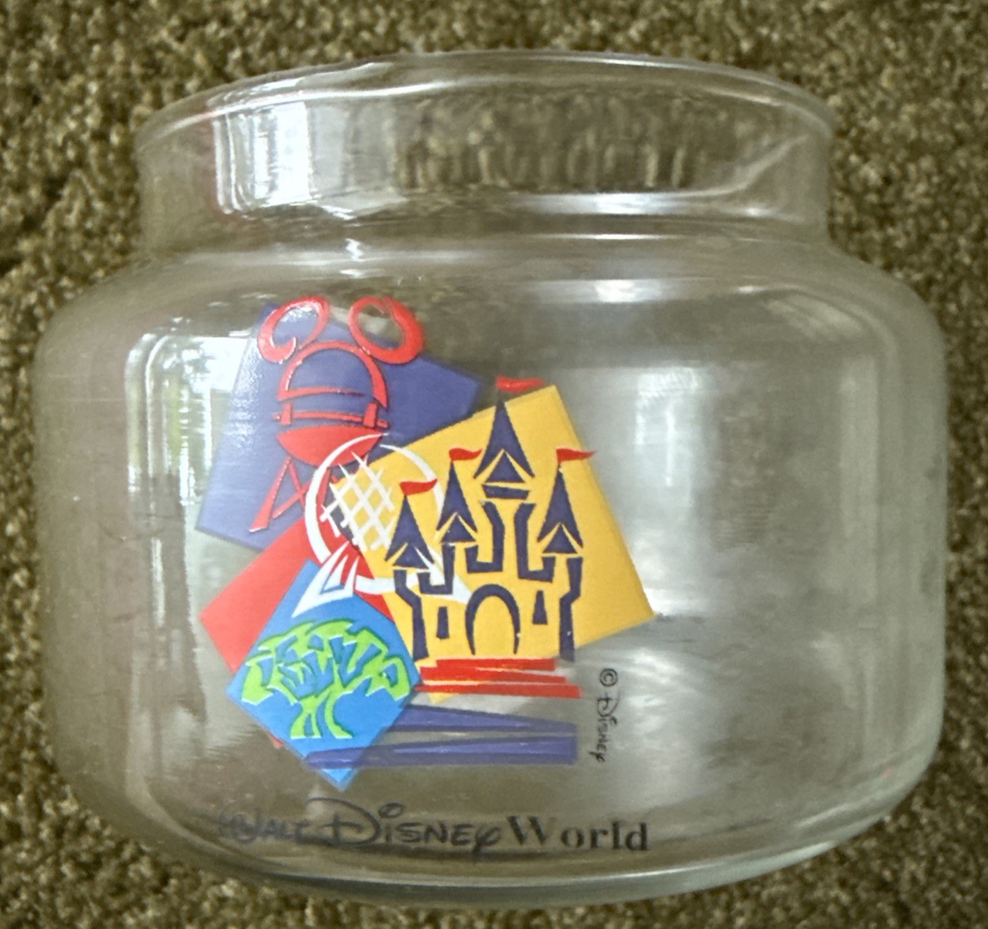 Vintage Walt Disney World Candle Glass Jar.