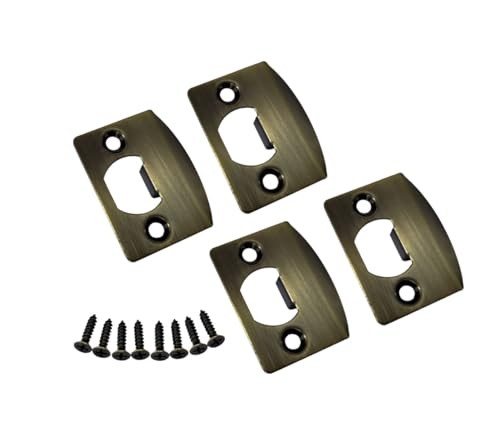 Solid Brass Latch Strike Plate L 2-1/4" x W 1-7/16", 4 Pack Antique Brass