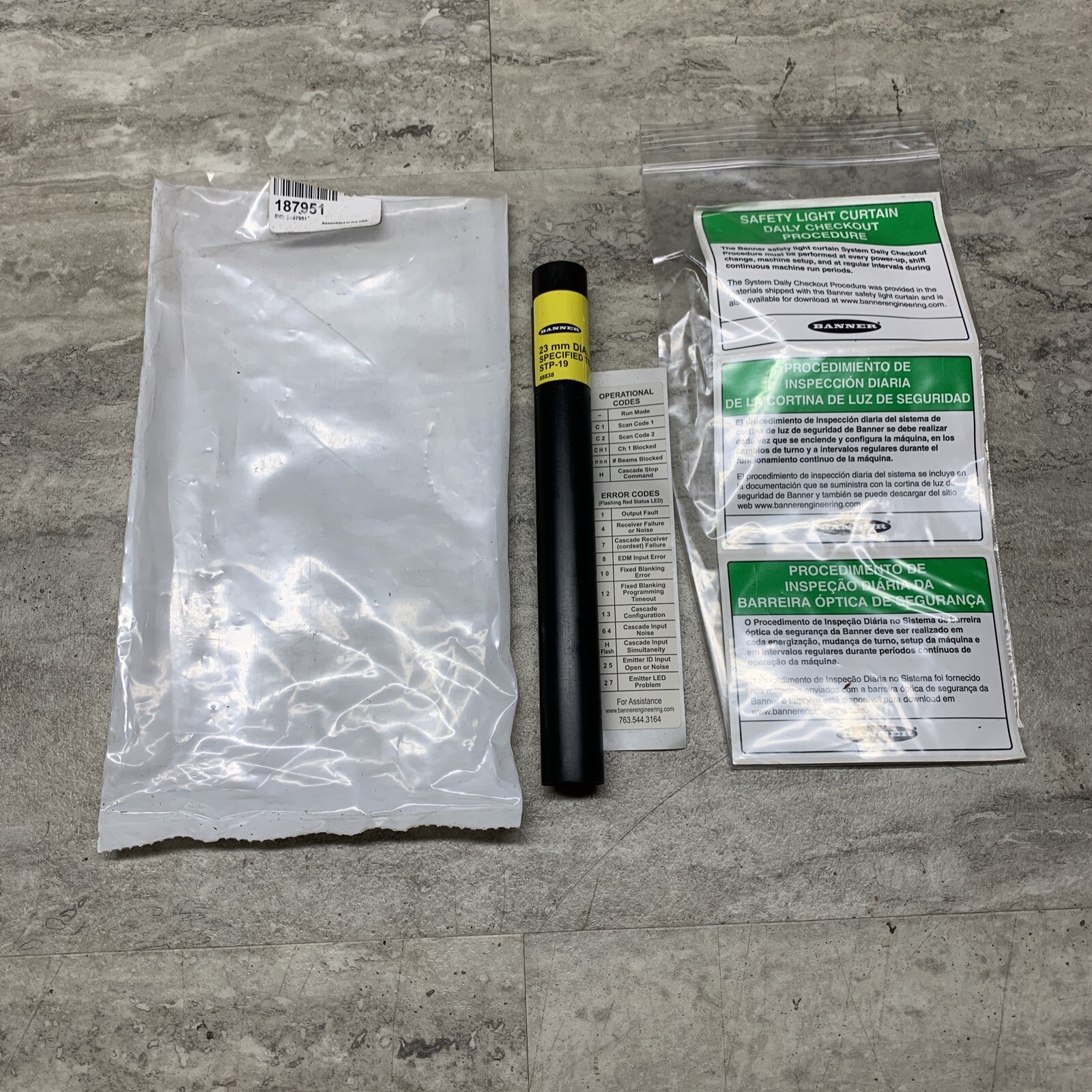 Banner Engineering 187951 STP-19 Specified Test Piece, 23mm Diameter, New