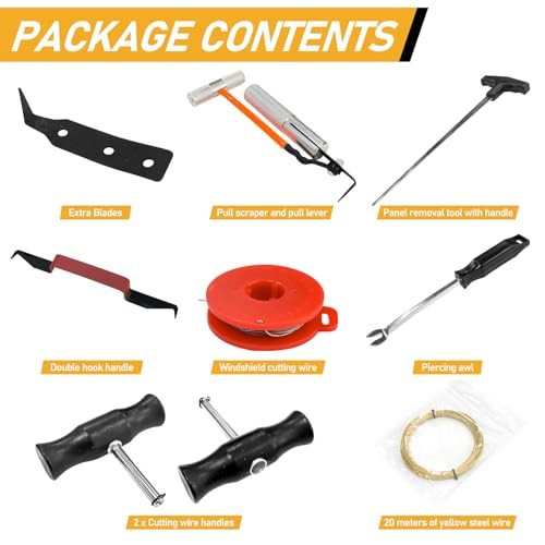 9Pcs Windshield Removal Tool Kit for Classic Vintage Car, Molded Windscreen