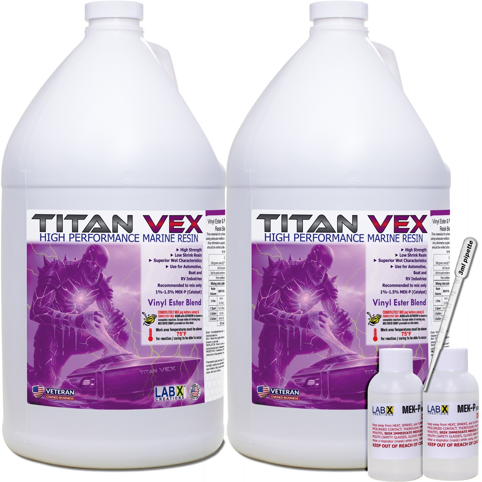 TITAN VEX -2 Gal Vinyl Ester/Polyester RESIN Blend +MEKP (Laminating fiberglass)