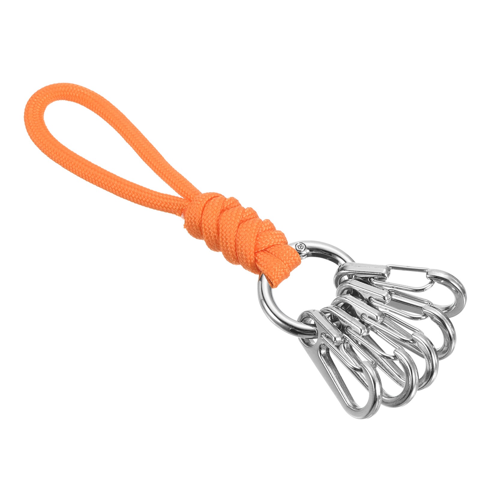 5.5” Paracord Lanyard Keychain with Hooks Braided Wrist Strap Orange
