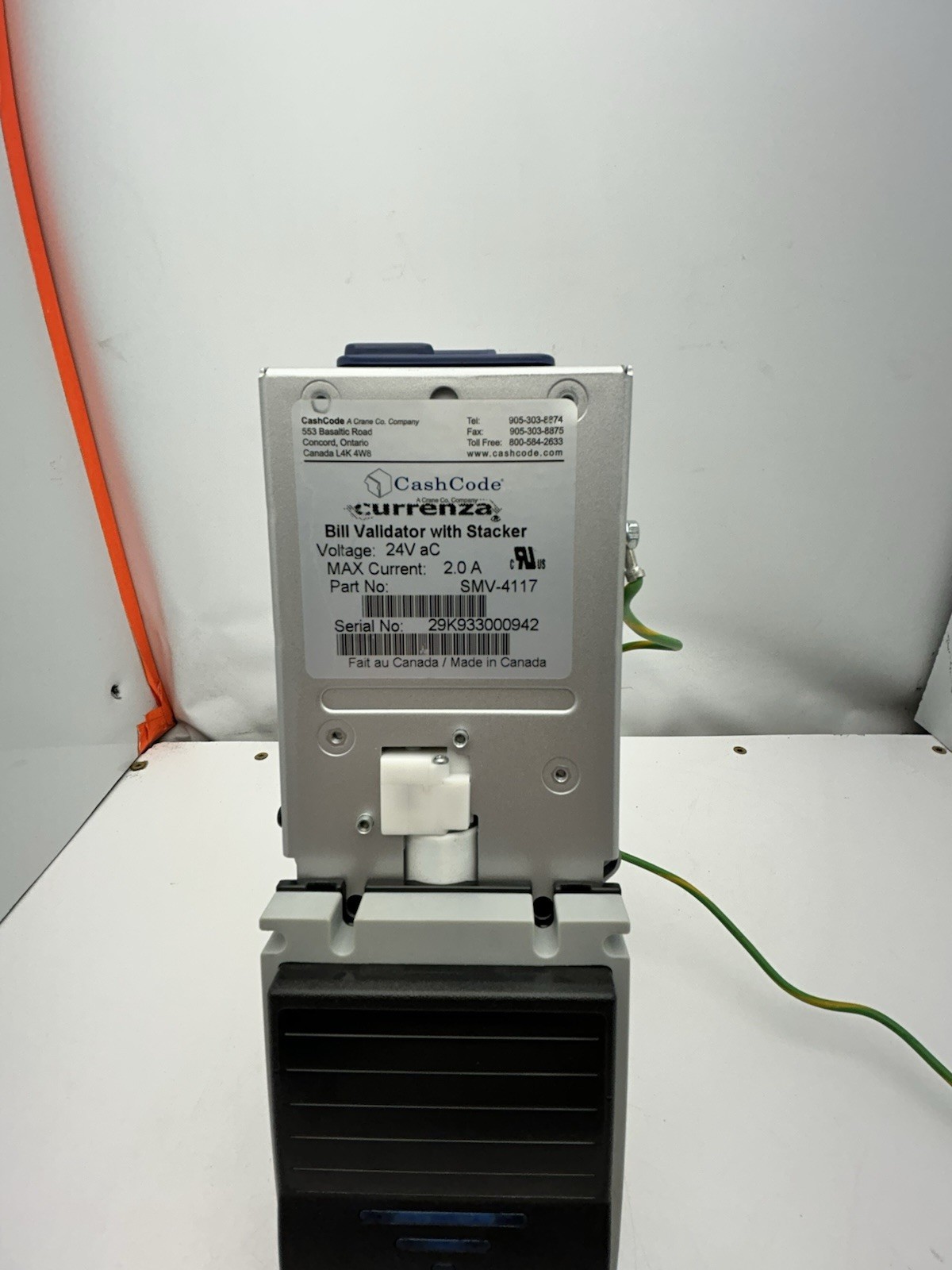 Crane Cash Code Currenza SMV 4117 Dollar Bill Validator Acceptor w/ Stacker $1