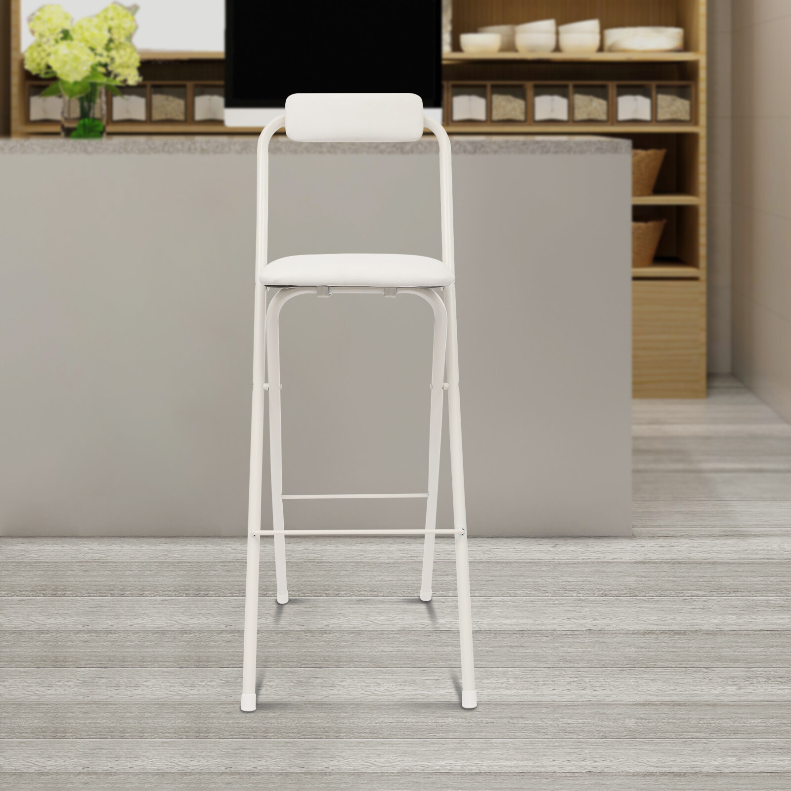 Folding Bar Chair 29.5in Height, 275lb Capacity, Portable PU Stool for Kitchen..
