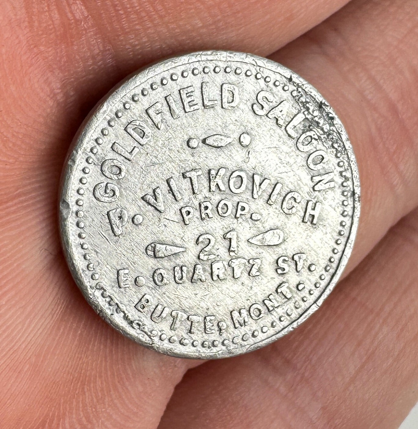 Goldfield Saloon Vitkovich Butte Montana Trade Token