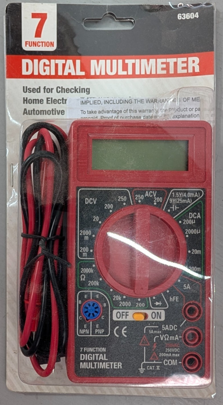 7 Function Digital Multimeter Digital LCD Red 250V Max Electrical Tools New