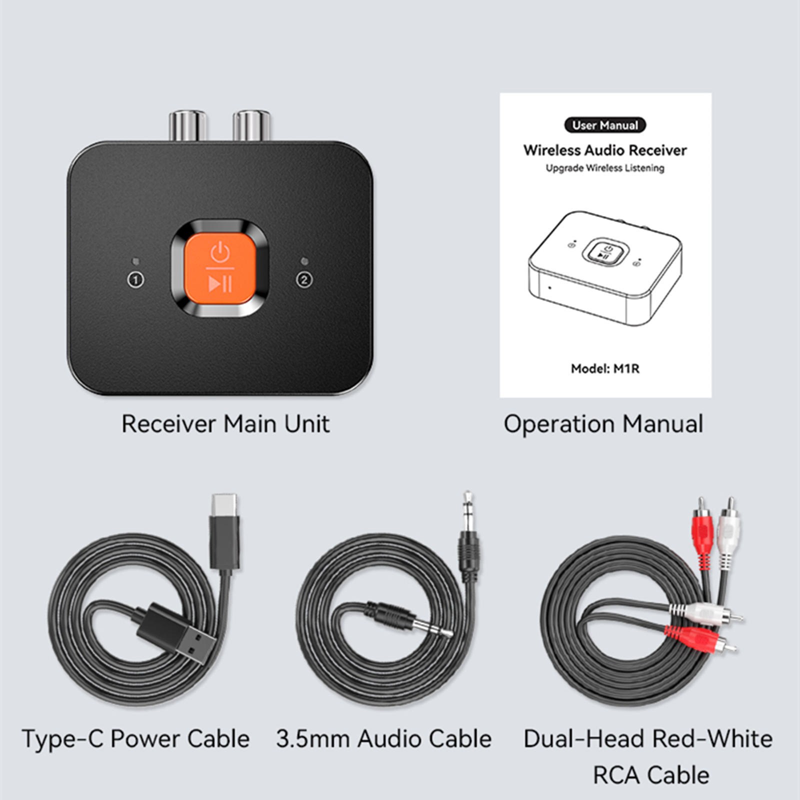 1PCS New Bluetooth 6.0 Receiver Wireless Audio Adapter 3.5mm Jack RCA Type-C