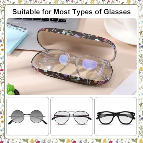 3 Pcs Eyeglasses Case，Hard Shell Glasses Case Protective with Cleaning Cloth