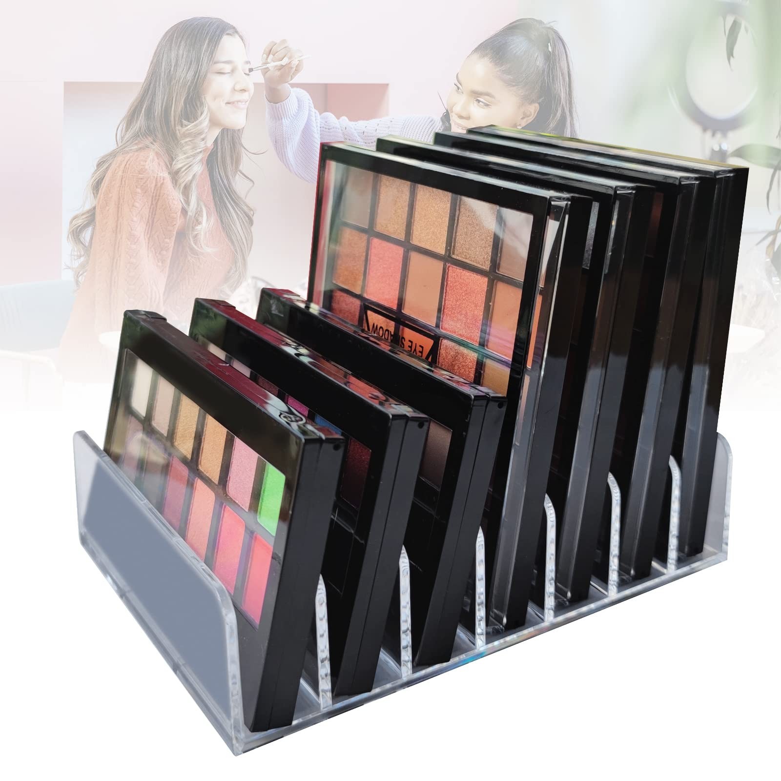 Acrylic Clear Eyeshadow Palette Organizer 7 Sectons Makeup Palette Organizer ...