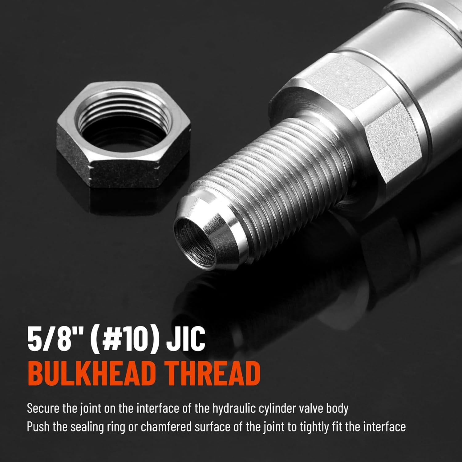 Flat Face Skid Steer 1/2" Body x 5/8" JIC Bulkhead Thread Hydraulic Coupling Set