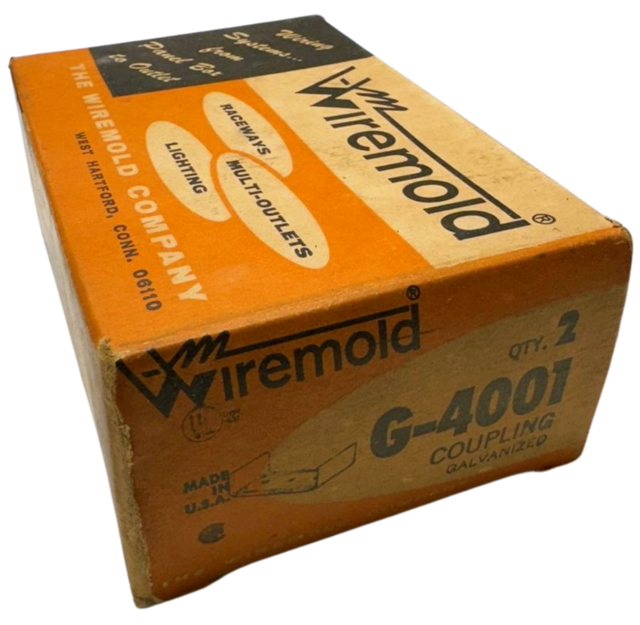 (Box of 2) Wiremold G-4001 Galvanized Raceway Coupling, Multi-Outlet Lighting