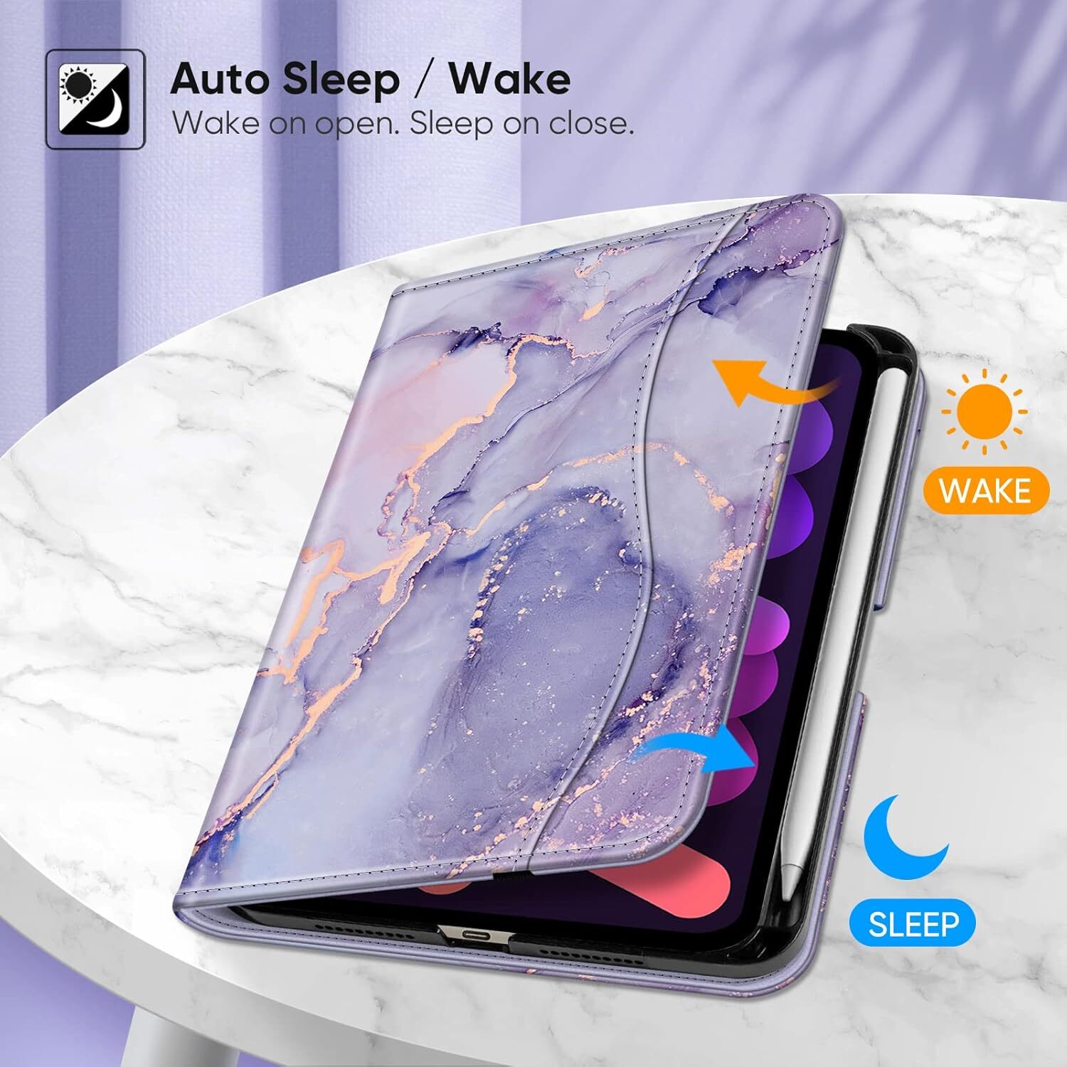 Case for iPad Mini 7 (A17 Pro) 2024 / iPad Mini 6 Multi-Angle Smart Stand Cover