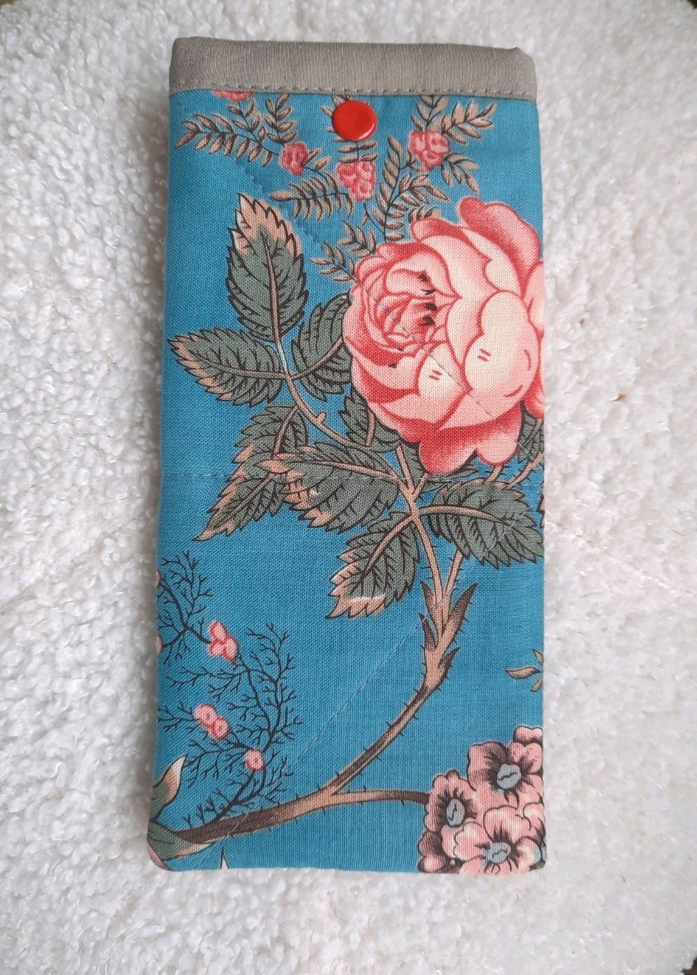 RoseGarden Glasses Case Soft Fabric Padded Pouch Handmade Travel Snapclose