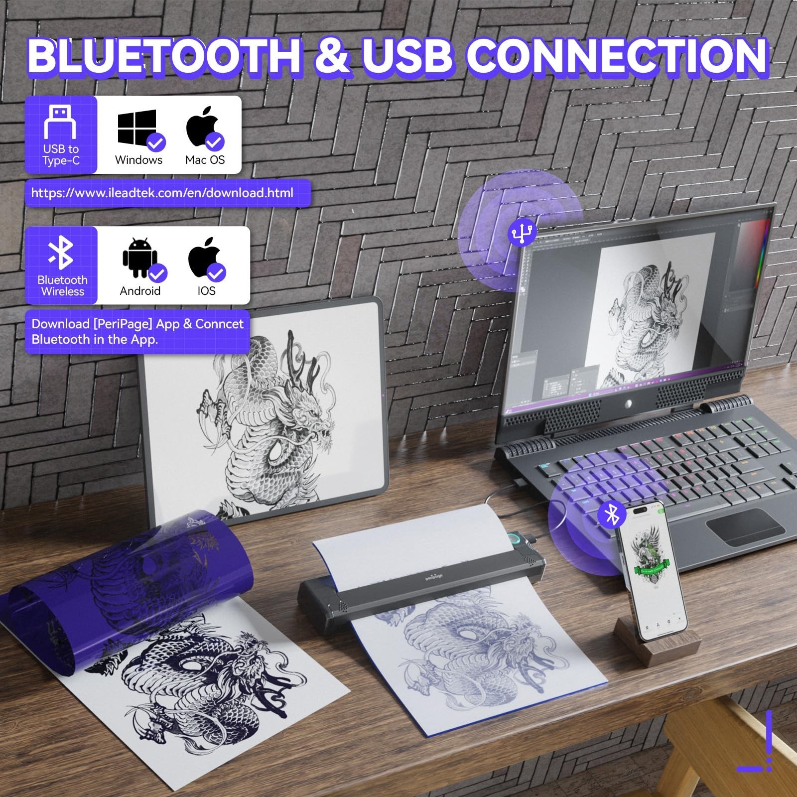 Wireless Tattoo Stencil Printer - Professional & Beginner Friendly, Bluetooth...