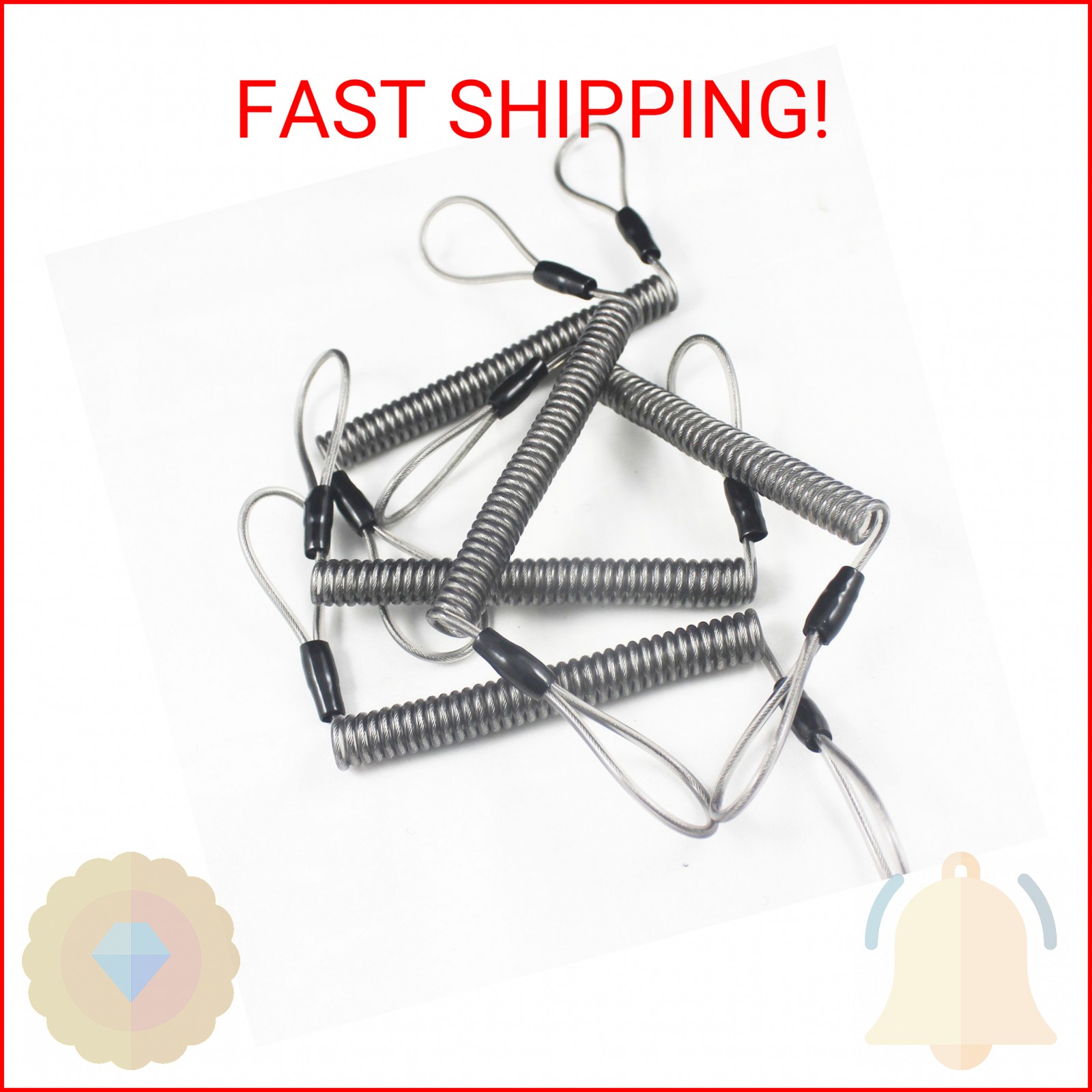 YYST 5 X Stainless Steel DIY Coil Lanyard Spring Lanyard Tool Lanyard Coil Tethe
