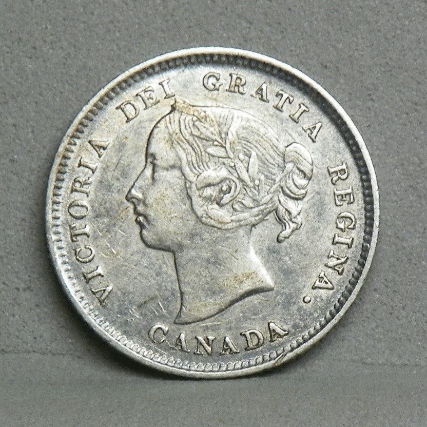 CANADA 1888 5 Cents, 1st "8" Repunched, XF