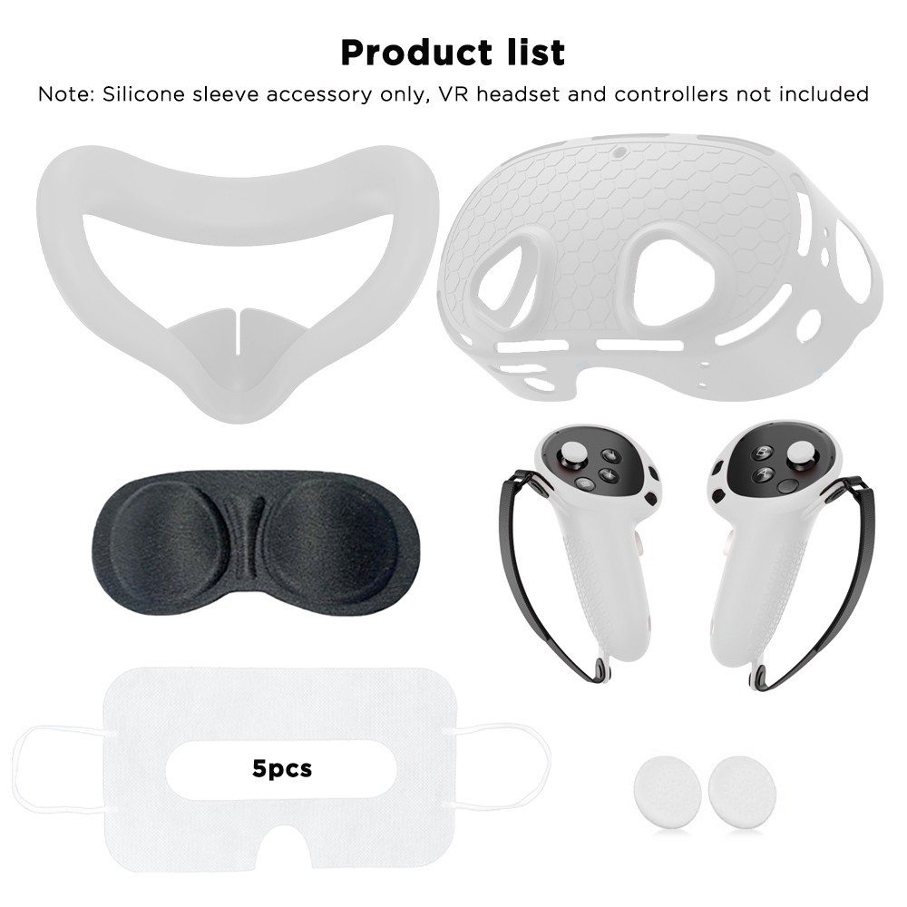 VR Accessories Silicone Cover Set for Oculus/Meta Quest 3S Headset Controller Sh
