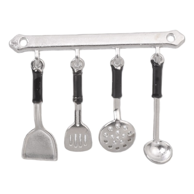 Realistic Dollhouses Kitchen Accessory Alloy Spatula Ladle Storage Safe For Kids