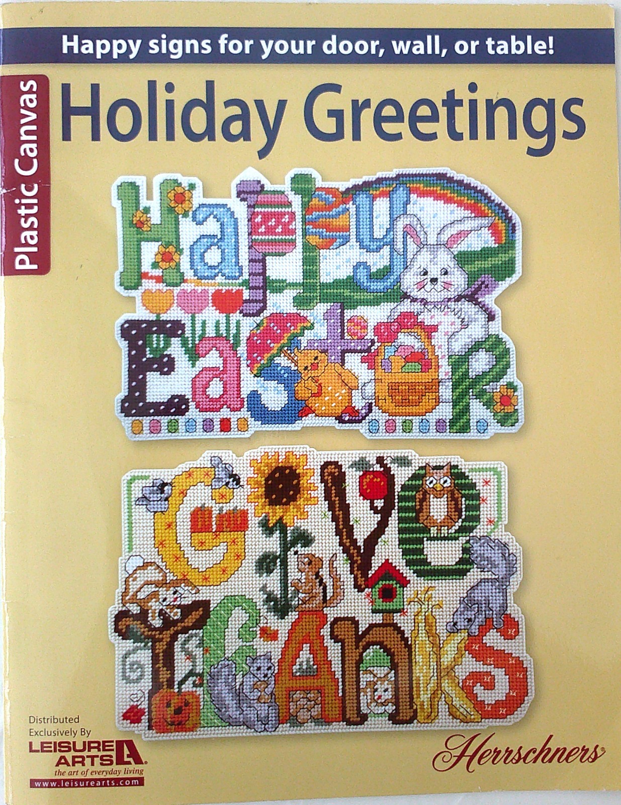 Leisure Arts Herrschners HOLIDAY GREETINGS Signs Plastic Canvas Patterns