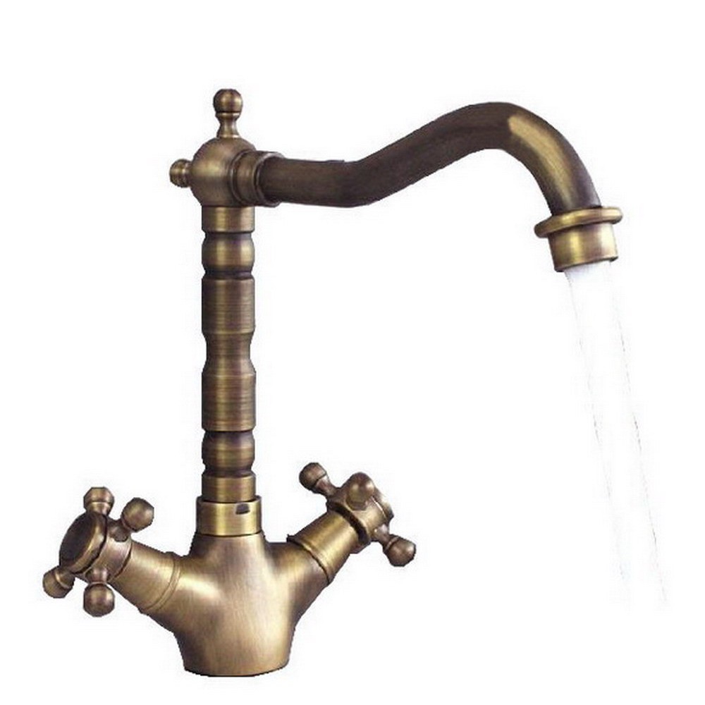 Antique Brass Bathroom Kitchen Bar Vessel Sink Swivel Faucet Water Tap ssf090