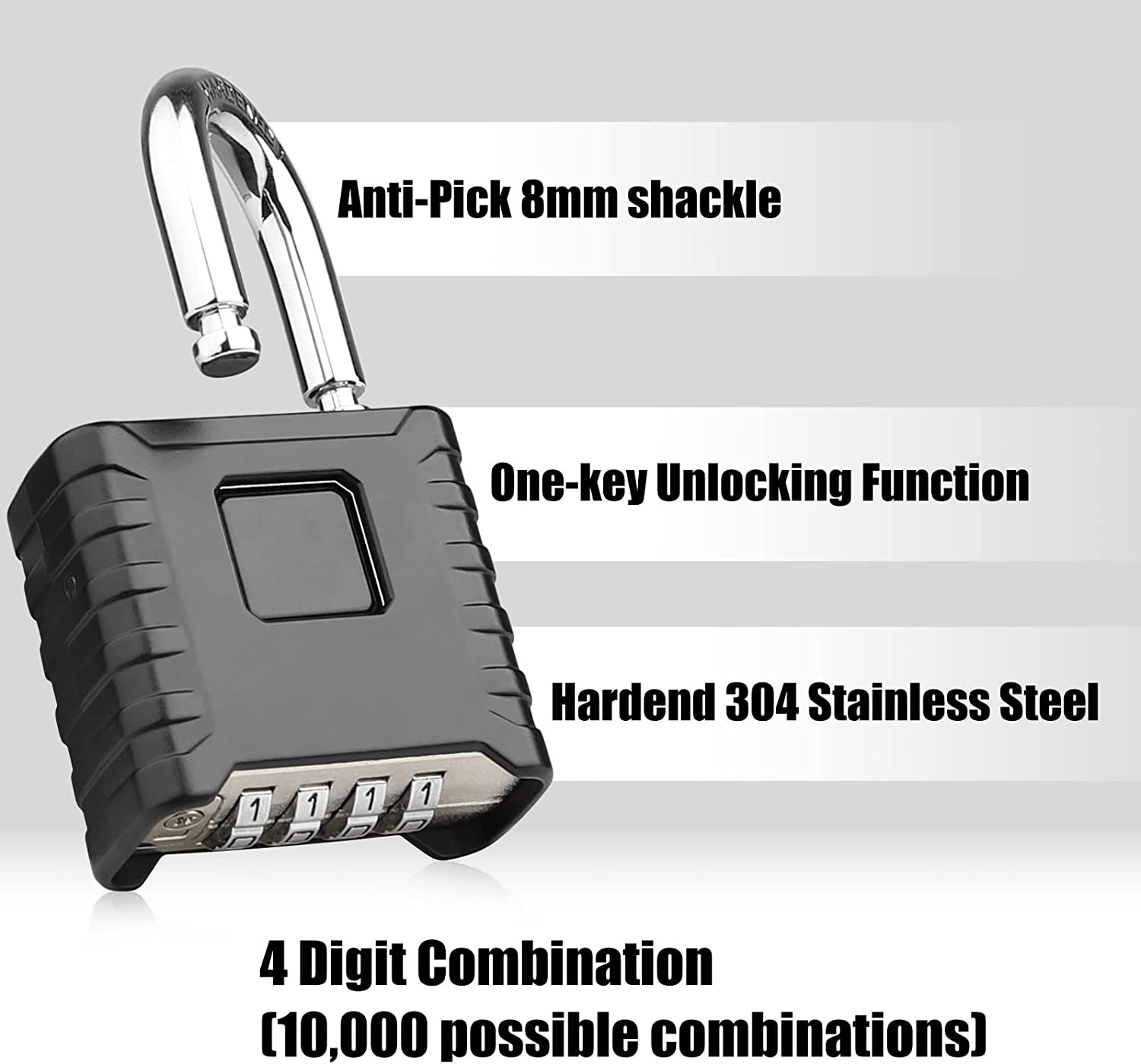 Heavy Duty Combination Padlock, Large Outdoor Padlock [One-Touch Unlocking] H...