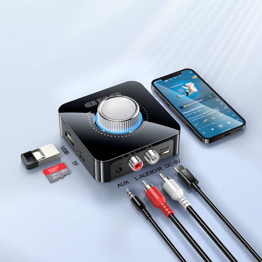 Bluetooth 5.0 Transmitter Receiver 2 IN 1 Wireless Audio 3.5mm Jack Aux Adapter