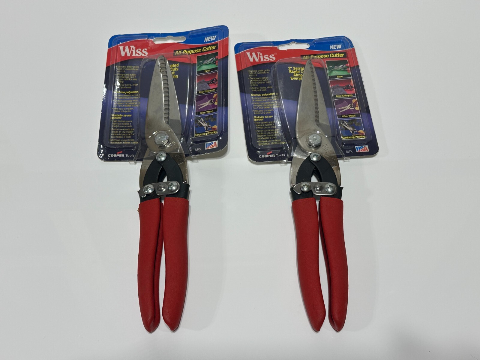 2pc WISS (Cooper USA) NEW 10" Multi-Purpose Shears Snips Cutter, Red Grip - MPX