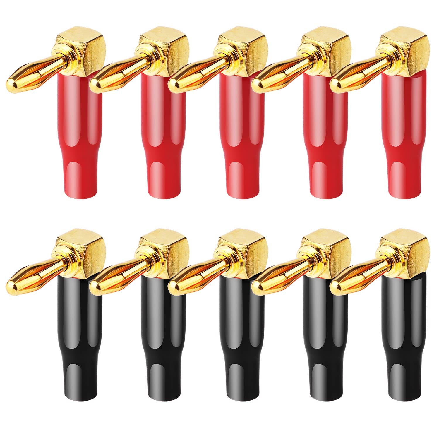 HRLORKC 10pcs Right Angle Speaker Plugs 4mm/0.16" 90 4mm/0.16 inches, black