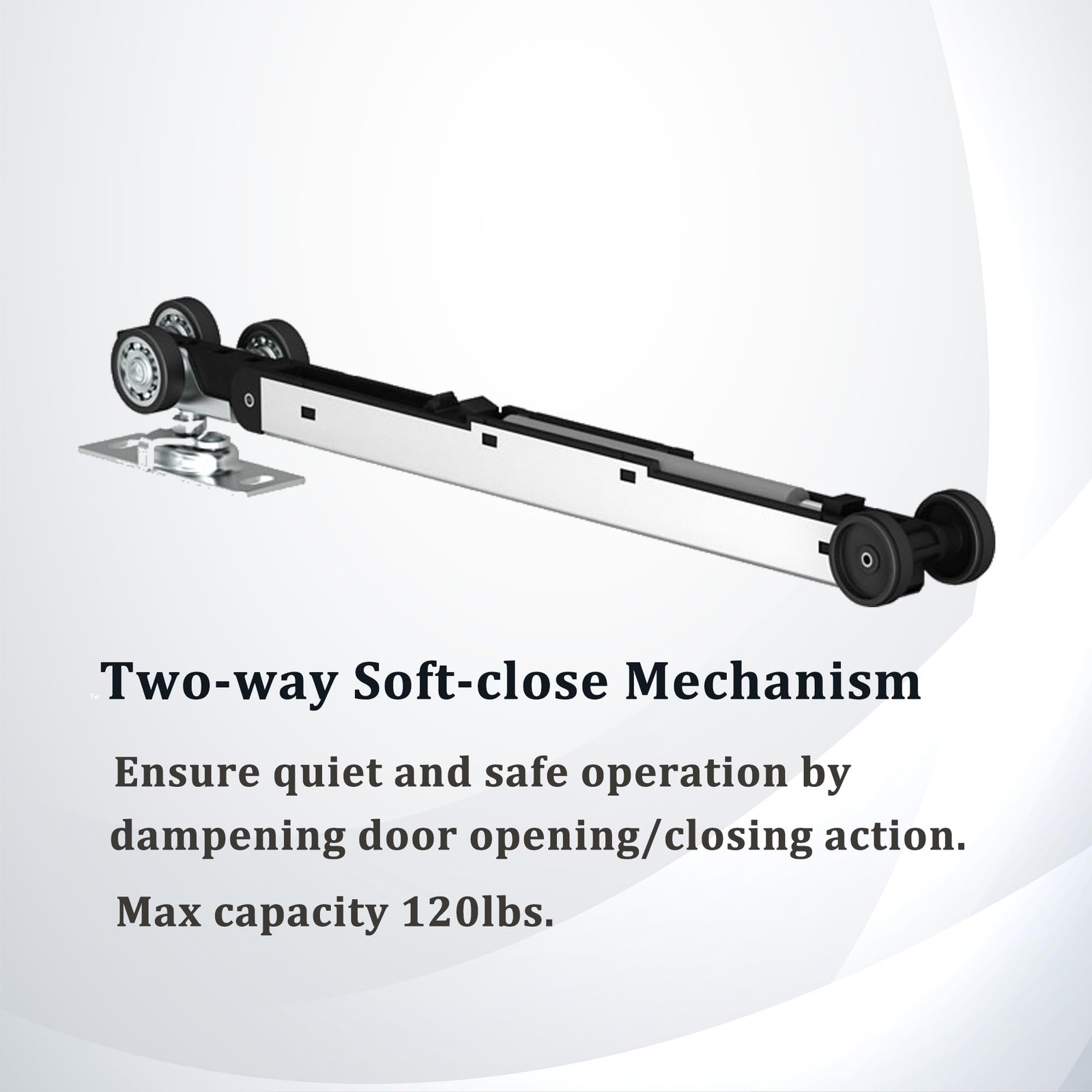 JUBEST Pocket Door Roller with 120LBS Soft Close Mechanism, Silver