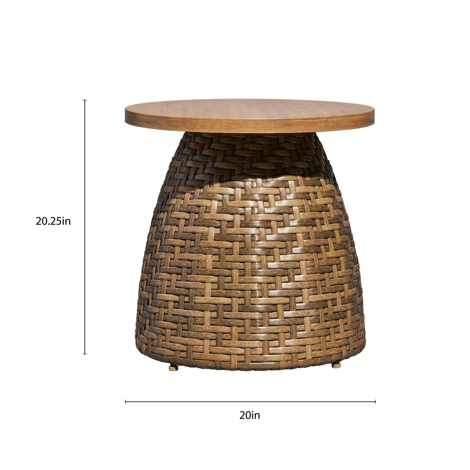 Beautiful BE5636225828008 Wicker Outdoor Side Table with Faux Wood Top by Drew