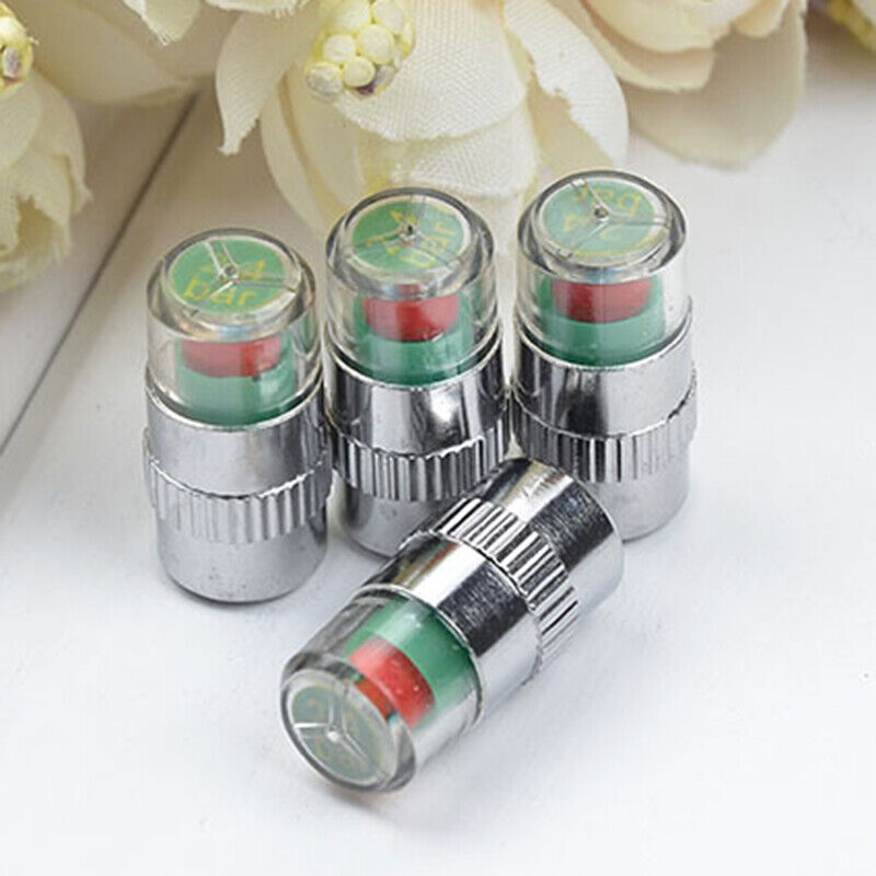 4Pcs Auto Tire Monitor Valve Stems Dust Cap Pressure Indicator Sensor Eye Alert