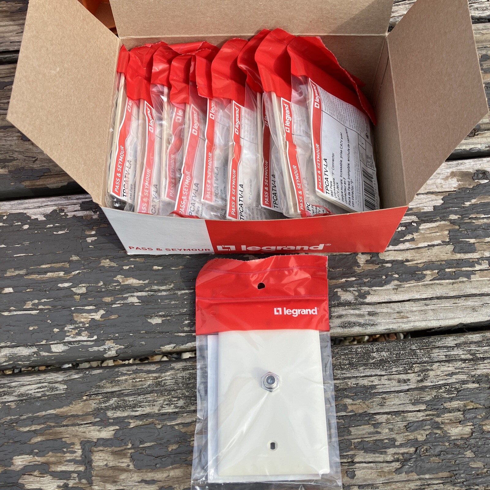Lot Of 10 Almond Coaxial Cable CATV Wallplate Video Jack F-Connector TPCATV-LA