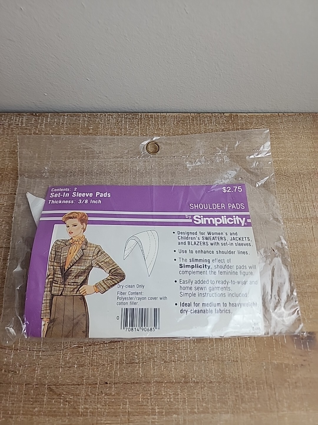 Simplicity Pair of Set-In Sleeve Pads, Thickness: 3/8” White Shoulder Pads