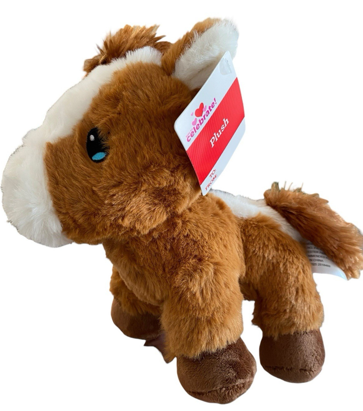 Way To Celebrate Horse Plush Brown White Stuffed Animal 8" Valentine’s Day