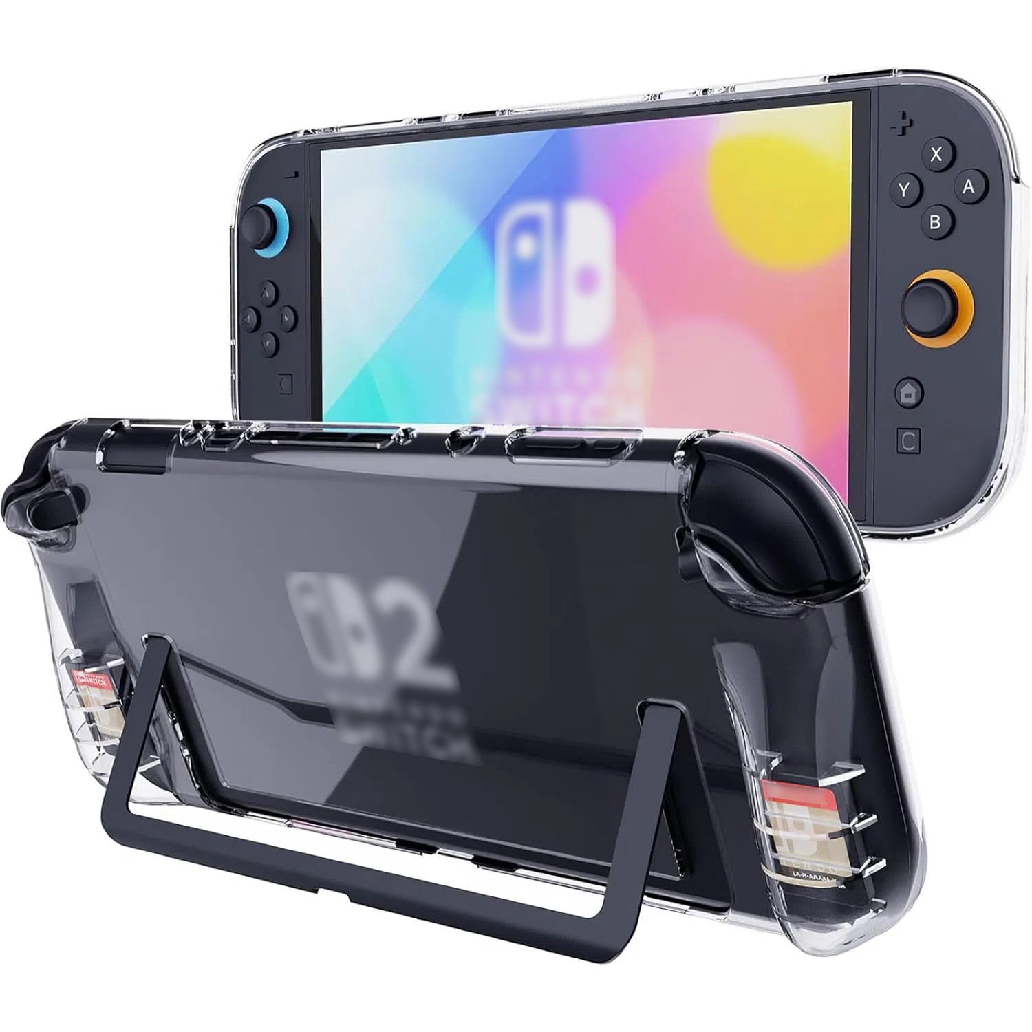 Transparent Case for Nintendo Switch 2 with Dual Game Cartridge Slots TPU