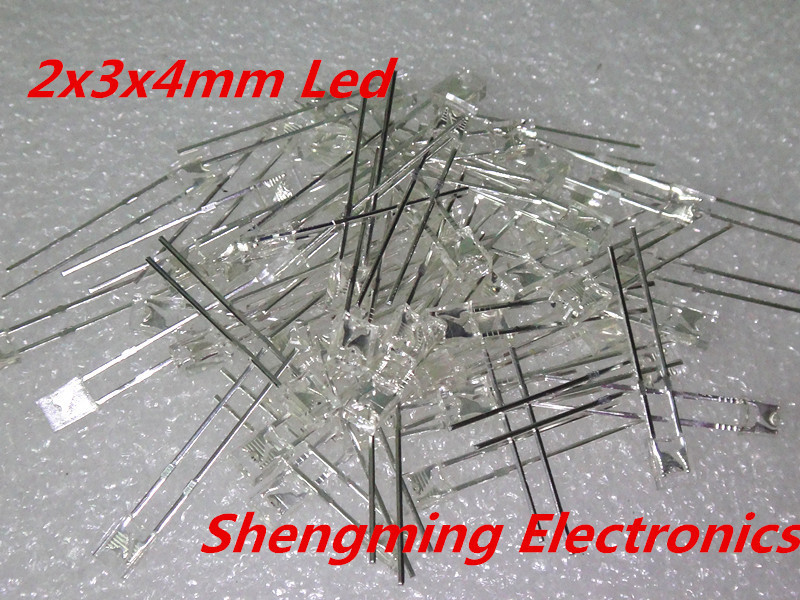 100pcs 2x3x4 Red led light emitting diode 2*3*4 MM Diffused