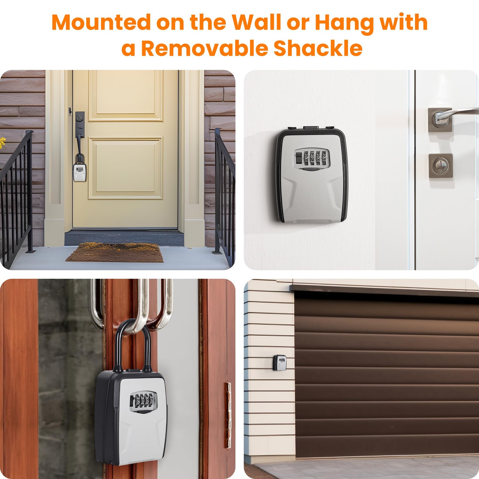 Portable Key Lock Box Wall Mount Weatherproof Resettable Code Gray