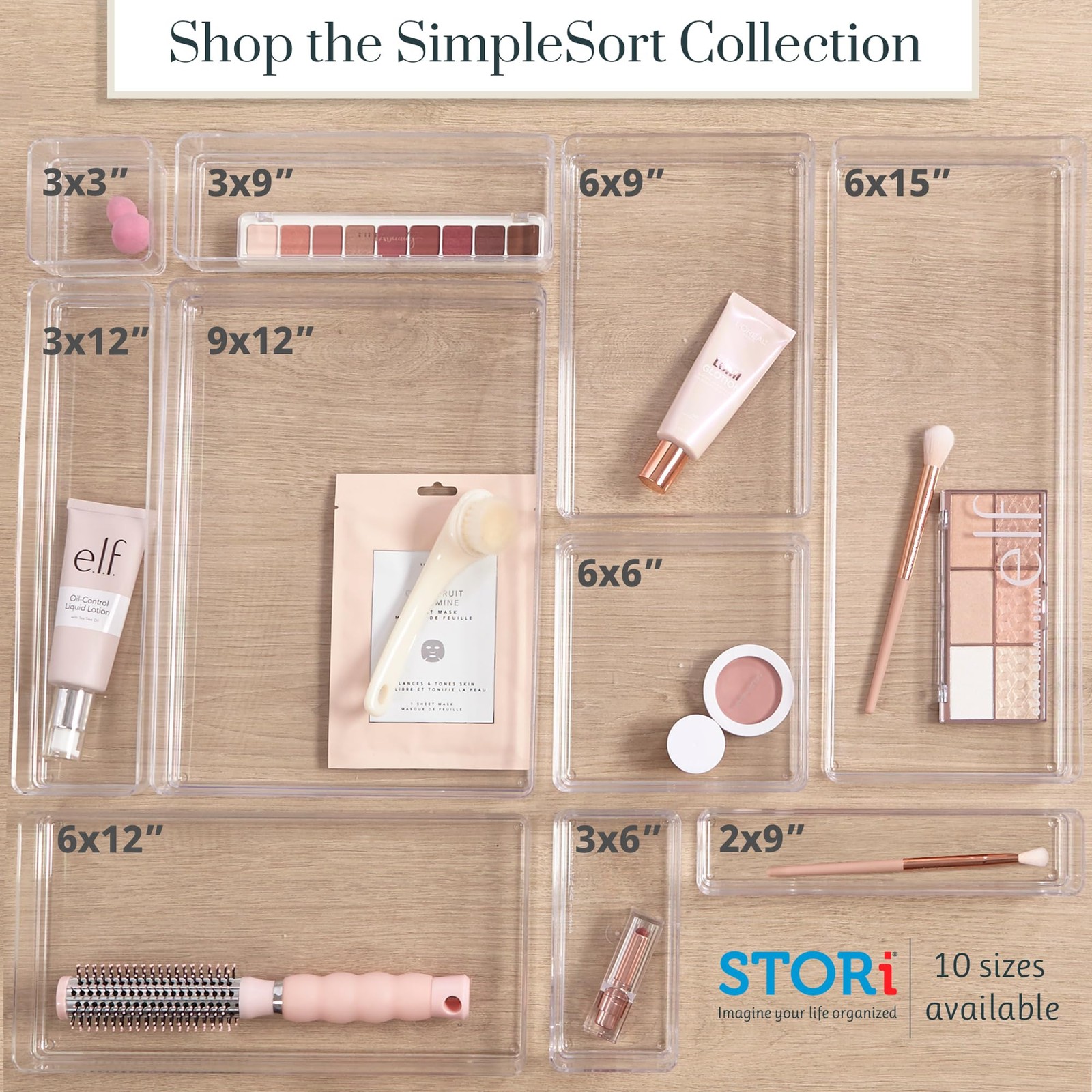 STORi SimpleSort 2-Piece Stackable Clear Drawer Organizer Set | 12" x 9" x 2"...