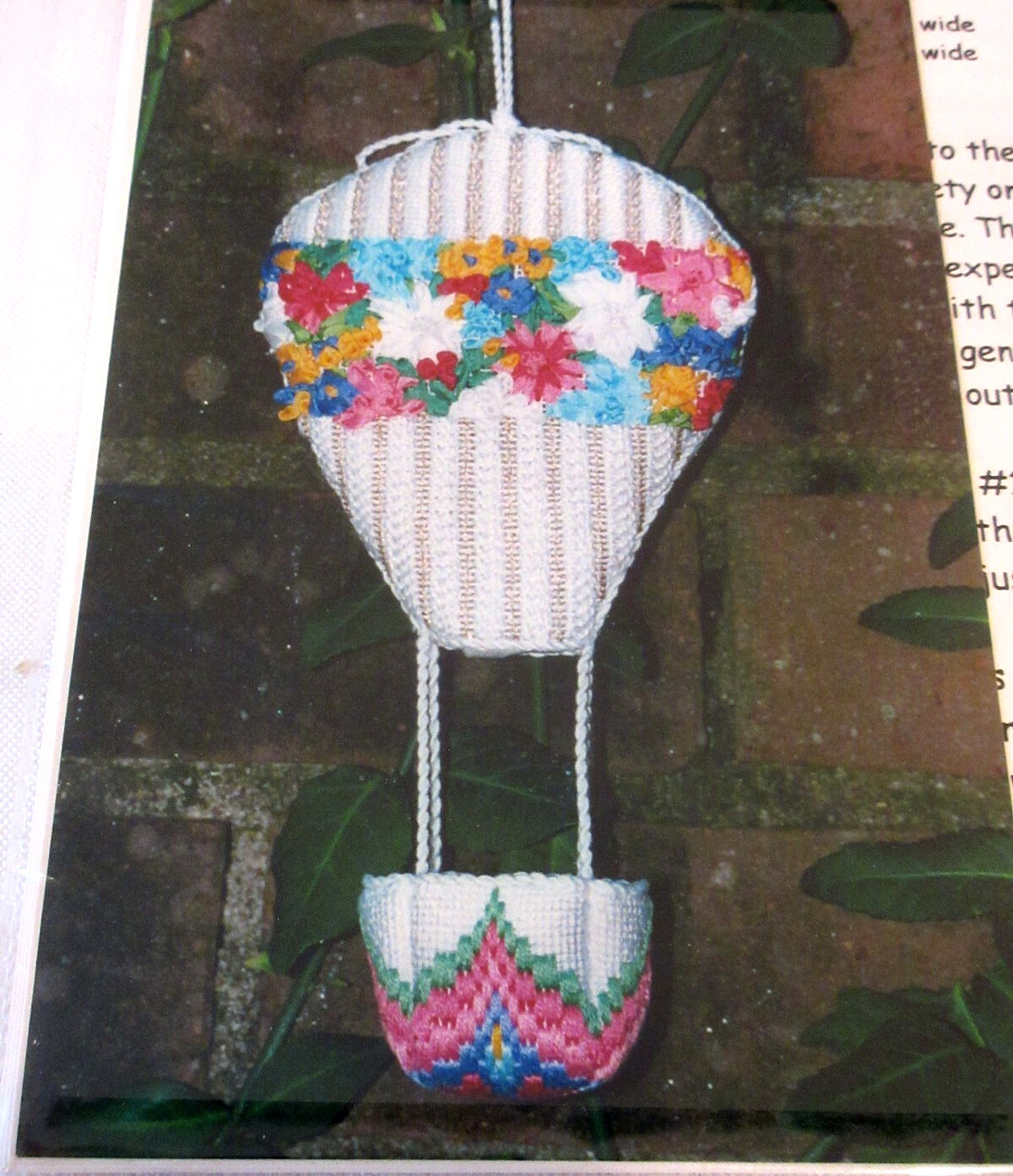Pat Mazu RISING HIGH HOT AIR BALLOON Ctd Thread Needlepoint Ribbon Emb Pattern