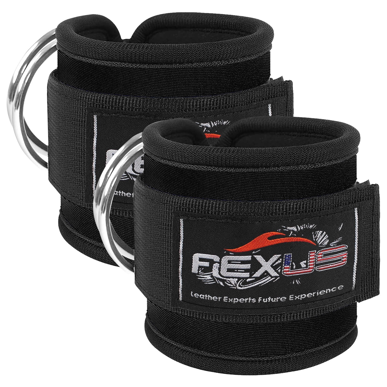 Weight Lifting Black Ankle Straps Gym Leg Cable Pulley Attachment Machine D-Ring