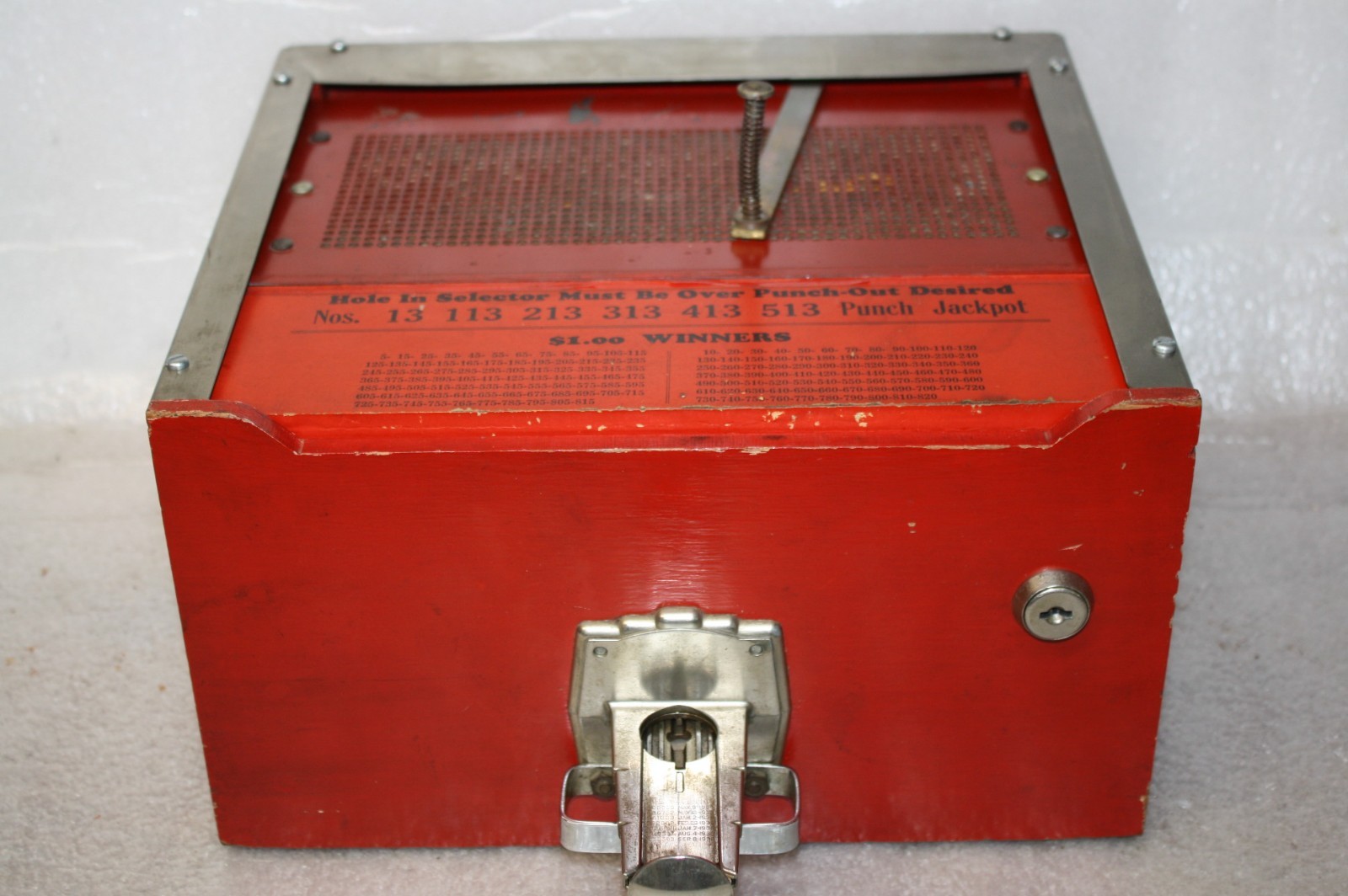 Vintage Collectible 1930’s or 40’s Coin Operated Punch Board Machine With Keys