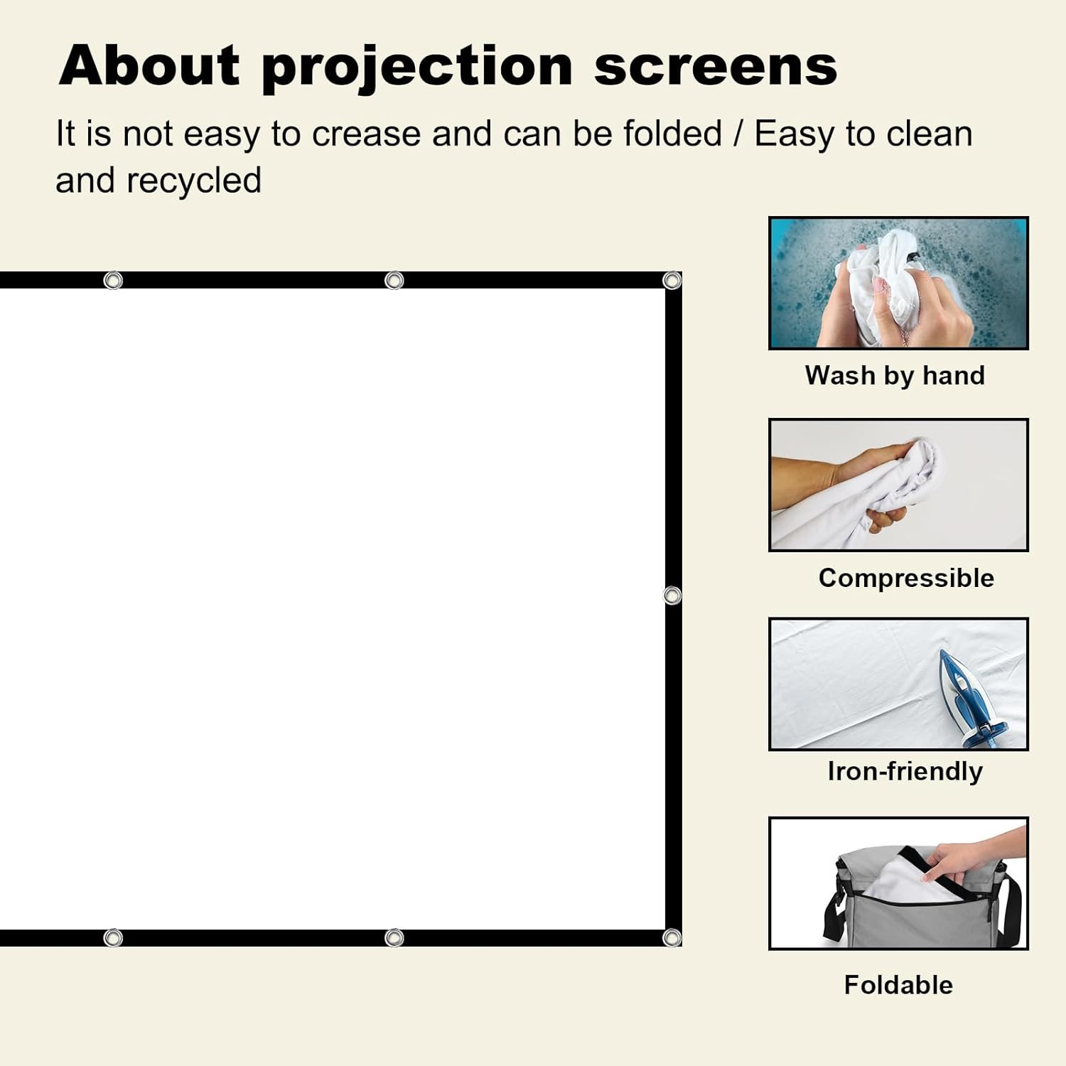 Projector Screen 200 Inch, Large 4K HD 16:9 Foldable Portable