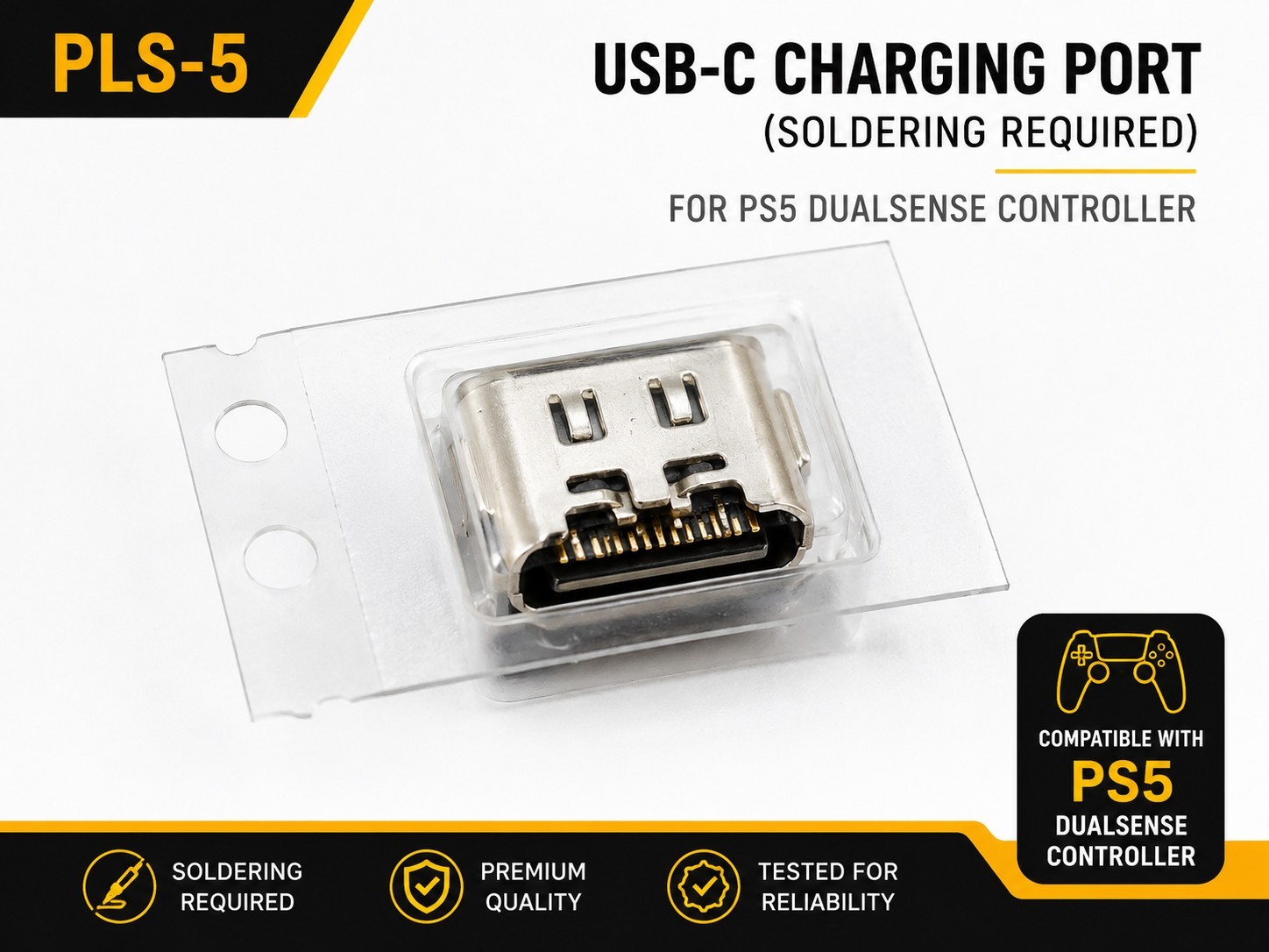 PS5 DualSense Controller USB-C Charging Port Replacement Socket PLS-5