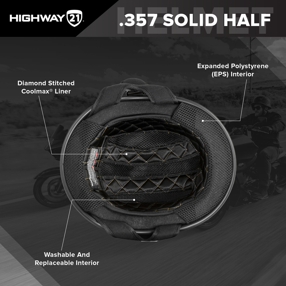 .357 SOLID HALF HELMET GLOSS BLACK MD